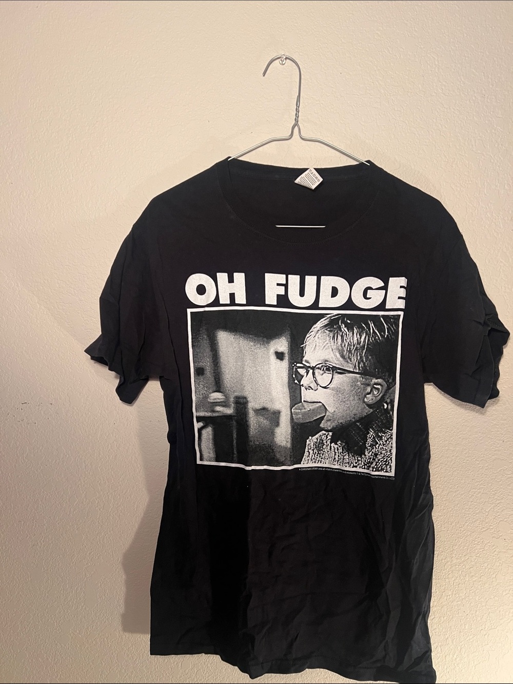 Black "OH FUDGE" Graphic Tee with Photo Print